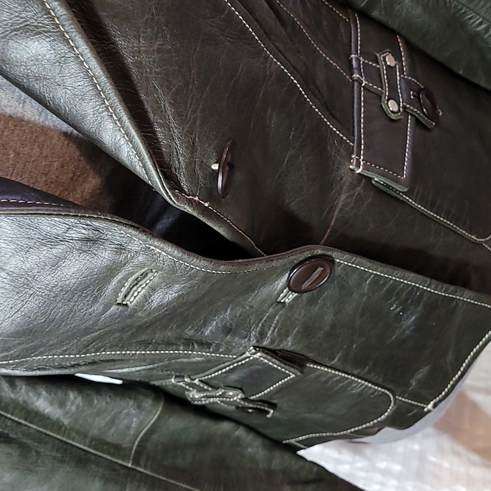 Bernardo | Jackets & Coats | Bernardo Dark Olive Distressed Genuine Leather